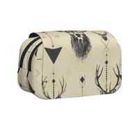 BNVSADC Hunting Arrows Triangles Deer Printed Print Flip Top Double Layer Pencil Case - Large Capacity School Supplies Organizer for Students, Kids, Teens, Artists, Travel & Office Use
