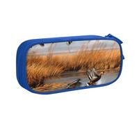 BNVSADC Hunting Flying Wild Duck 2 Printed Pencil Case Large Pen Bag Cute Pencil Box Pouch Office School Stationery Organizer for Girls Boys, Blue