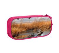 BNVSADC Hunting Flying Wild Duck 2 Printed Pencil Case Large Pen Bag Cute Pencil Box Pouch Office School Stationery Organizer for Girls Boys, Pink