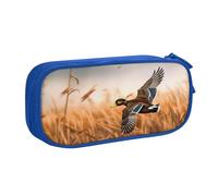BNVSADC Hunting Flying Wild Duck 4 Printed Pencil Case Large Pen Bag Cute Pencil Box Pouch Office School Stationery Organizer for Girls Boys, Blue