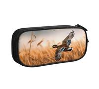 BNVSADC Hunting Flying Wild Duck 4 Printed Pencil Case Large Pen Bag Cute Pencil Box Pouch Office School Stationery Organizer for Girls Boys, Black