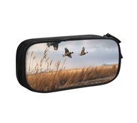 BNVSADC Hunting Flying Wild Duck Printed Pencil Case Large Pen Bag Cute Pencil Box Pouch Office School Stationery Organizer for Girls Boys, Black