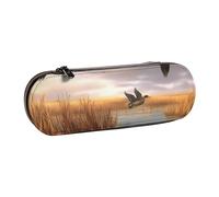 BNVSADC Hunting Flying Wild Ducks 6 Printed Leather Pencil Pen Case & Makeup Bag - Stylish Hard Shell Pencil Bag Stationery Organizer Pouch for School Office Travel