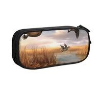 BNVSADC Hunting Flying Wild Ducks 6 Printed Pencil Case Large Pen Bag Cute Pencil Box Pouch Office School Stationery Organizer for Girls Boys, Black