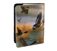 BNVSADC Hunting Flying Wild Ducks 7 Printed Passport Holder Travel PU Leather Passport Cover Case Organiser for Men Women, 6.5 inch