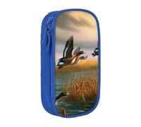BNVSADC Hunting Flying Wild Ducks 7 Printed Pencil Case for Girls Boys, Large Capacity Pencil Pouch Cute Pencil Box Adult Makeup Bag with 2 Compartments, Blue