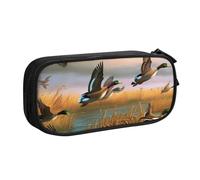 BNVSADC Hunting Flying Wild Ducks 7 Printed Pencil Case Large Pen Bag Cute Pencil Box Pouch Office School Stationery Organizer for Girls Boys, Black