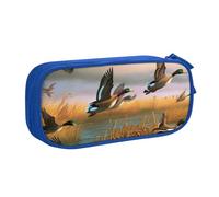 BNVSADC Hunting Flying Wild Ducks 7 Printed Pencil Case Large Pen Bag Cute Pencil Box Pouch Office School Stationery Organizer for Girls Boys, Blue