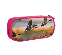 BNVSADC Hunting Flying Wild Ducks 7 Printed Pencil Case Large Pen Bag Cute Pencil Box Pouch Office School Stationery Organizer for Girls Boys, Pink