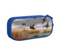 BNVSADC Hunting Flying Wild Ducks 8 Printed Pencil Case Large Pen Bag Cute Pencil Box Pouch Office School Stationery Organizer for Girls Boys, Blue