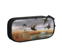 BNVSADC Hunting Flying Wild Ducks 8 Printed Pencil Case Large Pen Bag Cute Pencil Box Pouch Office School Stationery Organizer for Girls Boys, Black