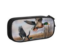 BNVSADC Hunting Flying Wild Ducks Printed Pencil Case Large Pen Bag Cute Pencil Box Pouch Office School Stationery Organizer for Girls Boys, Black
