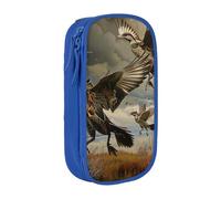 BNVSADC Hunting Flying Wild Printed Pencil Case for Girls Boys, Large Capacity Pencil Pouch Cute Pencil Box Adult Makeup Bag with 2 Compartments, Blue