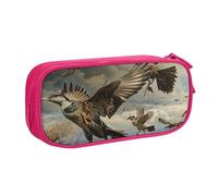 BNVSADC Hunting Flying Wild Printed Pencil Case Large Pen Bag Cute Pencil Box Pouch Office School Stationery Organizer for Girls Boys, Pink