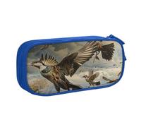 BNVSADC Hunting Flying Wild Printed Pencil Case Large Pen Bag Cute Pencil Box Pouch Office School Stationery Organizer for Girls Boys, Blue