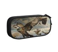 BNVSADC Hunting Flying Wild Printed Pencil Case Large Pen Bag Cute Pencil Box Pouch Office School Stationery Organizer for Girls Boys, Black