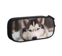 BNVSADC Husky Dog Printed Pencil Case Large Pen Bag Cute Pencil Box Pouch Office School Stationery Organizer for Girls Boys, Black