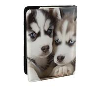 BNVSADC Husky Puppies Dogs Printed Passport Holder Travel PU Leather Passport Cover Case Organiser for Men Women, 6.5 inch