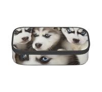 BNVSADC Husky Puppies Dogs Printed Pencil Case Cute Pencil Box Bag Pen Pouch Office School Stationery Organizer for School Travel Work