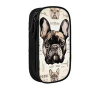 BNVSADC I Love French Bulldog Printed Pencil Case for Girls Boys, Large Capacity Pencil Pouch Cute Pencil Box Adult Makeup Bag with 2 Compartments, Black