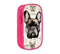 BNVSADC I Love French Bulldog Printed Pencil Case for Girls Boys, Large Capacity Pencil Pouch Cute Pencil Box Adult Makeup Bag with 2 Compartments, Pink