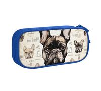 BNVSADC I Love French Bulldog Printed Pencil Case Large Pen Bag Cute Pencil Box Pouch Office School Stationery Organizer for Girls Boys, Blue