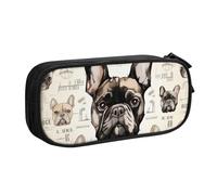 BNVSADC I Love French Bulldog Printed Pencil Case Large Pen Bag Cute Pencil Box Pouch Office School Stationery Organizer for Girls Boys, Black
