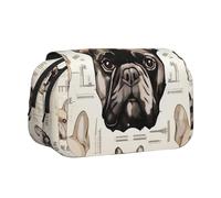 BNVSADC I Love French Bulldog Printed Print Flip Top Double Layer Pencil Case - Large Capacity School Supplies Organizer for Students, Kids, Teens, Artists, Travel & Office Use