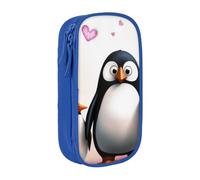 BNVSADC I Love Penguins Printed Pencil Case for Girls Boys, Large Capacity Pencil Pouch Cute Pencil Box Adult Makeup Bag with 2 Compartments, Blue