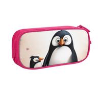 BNVSADC I Love Penguins Printed Pencil Case Large Pen Bag Cute Pencil Box Pouch Office School Stationery Organizer for Girls Boys, Pink