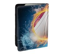 BNVSADC Ice and Fire Volleyball Printed Passport Holder Travel PU Leather Passport Cover Case Organiser for Men Women, 6.5 inch