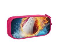 BNVSADC Ice and Fire Volleyball Printed Pencil Case Large Pen Bag Cute Pencil Box Pouch Office School Stationery Organizer for Girls Boys, Pink