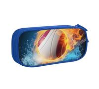 BNVSADC Ice and Fire Volleyball Printed Pencil Case Large Pen Bag Cute Pencil Box Pouch Office School Stationery Organizer for Girls Boys, Blue