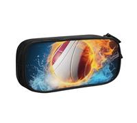 BNVSADC Ice and Fire Volleyball Printed Pencil Case Large Pen Bag Cute Pencil Box Pouch Office School Stationery Organizer for Girls Boys, Black