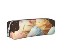 BNVSADC Ice Cream Printed Pencil Case Leather Pencil Pouch Cute Stationery Pencil Pen Bag with Zipper for School Office Travel
