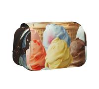 BNVSADC Ice Cream Printed Print Flip Top Double Layer Pencil Case - Large Capacity School Supplies Organizer for Students, Kids, Teens, Artists, Travel & Office Use