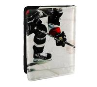 BNVSADC Ice Hockey Art Printed Passport Holder Travel PU Leather Passport Cover Case Organiser for Men Women, 6.5 inch