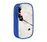 BNVSADC Ice Hockey Art Printed Pencil Case for Girls Boys, Large Capacity Pencil Pouch Cute Pencil Box Adult Makeup Bag with 2 Compartments, Blue