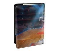 BNVSADC Indoor Basketball Printed Passport Holder Travel PU Leather Passport Cover Case Organiser for Men Women, 6.5 inch