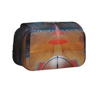 BNVSADC Indoor Basketball Printed Print Flip Top Double Layer Pencil Case - Large Capacity School Supplies Organizer for Students, Kids, Teens, Artists, Travel & Office Use