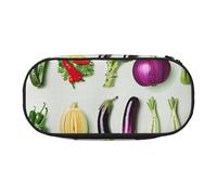 BNVSADC Introduction of Various Vegetables Printed Pencil Case Cute Pencil Bag Pen Pouch Large Stationery Organizer Makeup Bag for Teen Boys Girls School Students Office