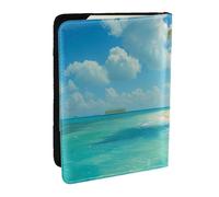 BNVSADC Island with Sandy Beach and Palm Tree Printed Passport Holder Travel PU Leather Passport Cover Case Organiser for Men Women, 6.5 inch