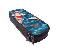 BNVSADC Japanese Koi Fish Printed PU Leather Flip Pencil Case, Cute Pencil Box Pen Bag Stationery Organizer Makeup Bag for School Office Travel