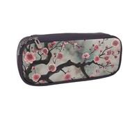 BNVSADC Japanese Spring Plum Floral 1 Printed Leather Pencil Pen Case & Makeup Bag - Stylish Pencil Bag Stationery Organizer Pouch for School Office Travel