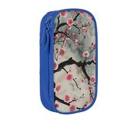 BNVSADC Japanese Spring Plum Floral 1 Printed Pencil Case for Girls Boys, Large Capacity Pencil Pouch Cute Pencil Box Adult Makeup Bag with 2 Compartments, Blue