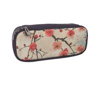 BNVSADC Japanese Spring Plum Floral Print Printed Leather Pencil Pen Case & Makeup Bag - Stylish Pencil Bag Stationery Organizer Pouch for School Office Travel