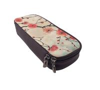 BNVSADC Japanese Spring Plum Floral Print Printed PU Leather Flip Pencil Case, Cute Pencil Box Pen Bag Stationery Organizer Makeup Bag for School Office Travel