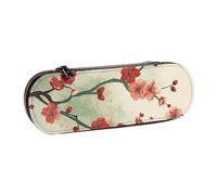 BNVSADC Japanese Spring Plum Floral Printed Leather Pencil Pen Case & Makeup Bag - Stylish Hard Shell Pencil Bag Stationery Organizer Pouch for School Office Travel