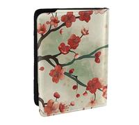BNVSADC Japanese Spring Plum Floral Printed Passport Holder Travel PU Leather Passport Cover Case Organiser for Men Women, 6.5 inch