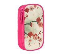 BNVSADC Japanese Spring Plum Floral Printed Pencil Case for Girls Boys, Large Capacity Pencil Pouch Cute Pencil Box Adult Makeup Bag with 2 Compartments, Pink